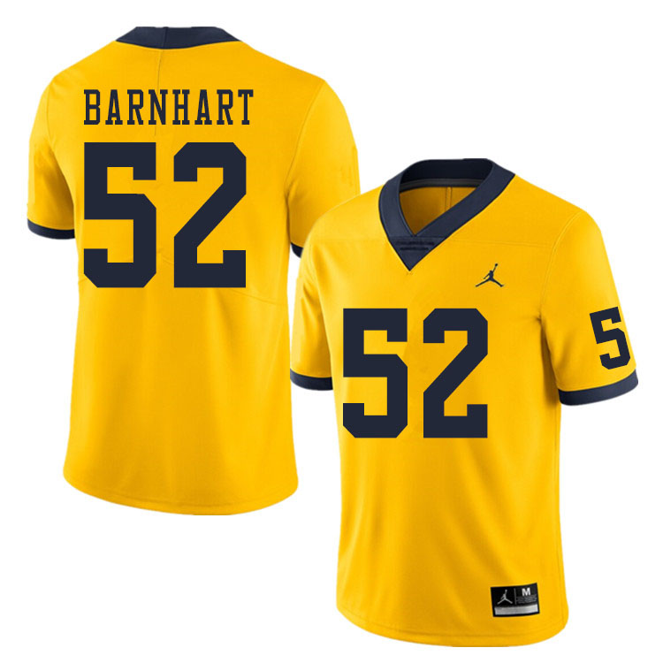 Men #52 Karsen Barnhart Michigan Wolverines College Football Jerseys Sale-Yellow